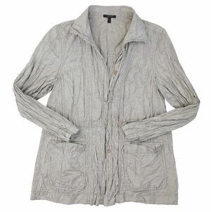 EILEEN FISHER Gray Metallic Cotton Crinkle Blouse jacket Sz 1X